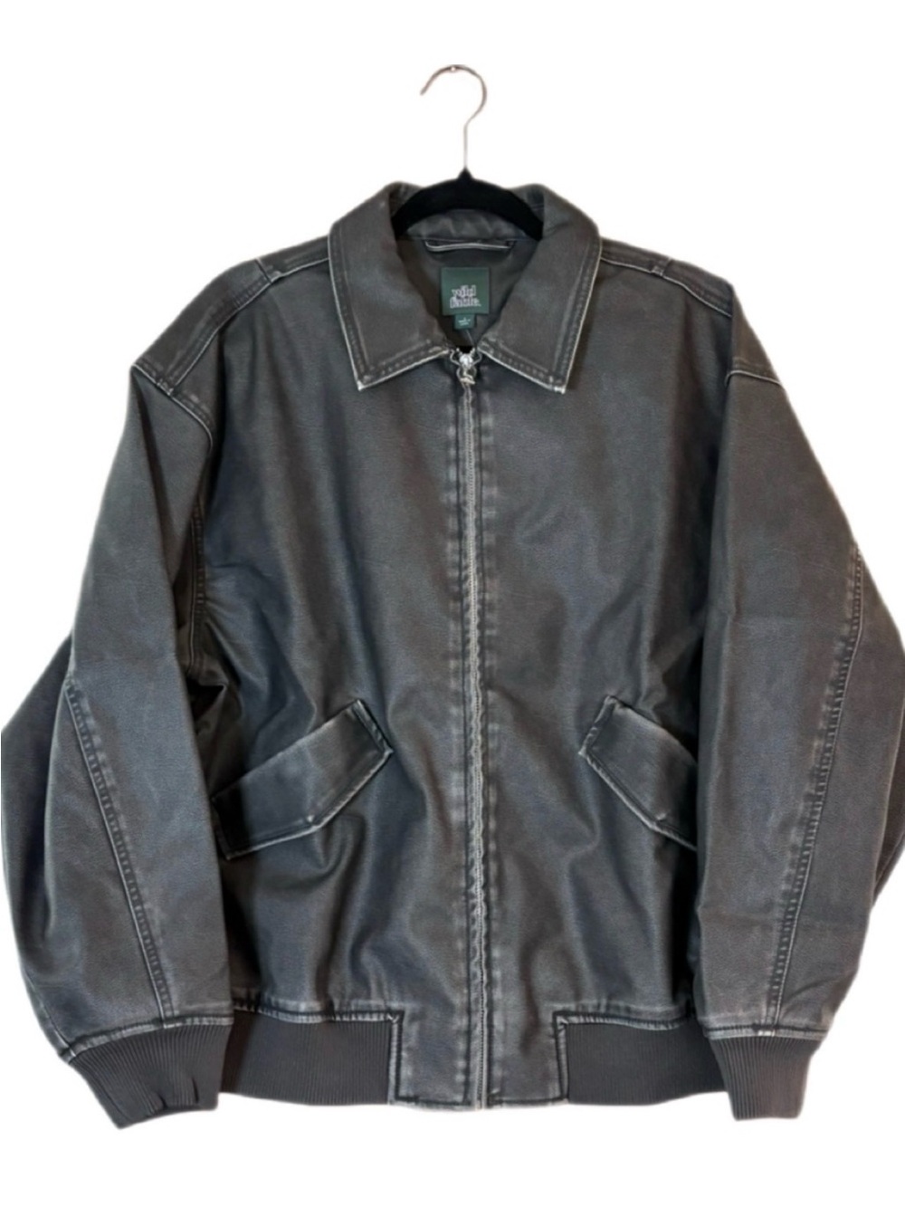 Wild Fable Faux Leather Bomber Jacket NWT Size Large Oversized Black